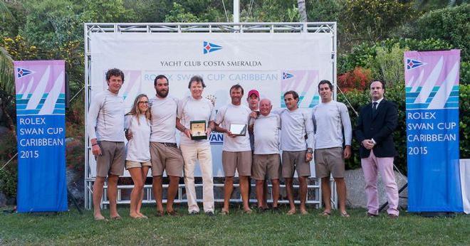 Winning crews of Swan 80 Selene and Swan 53 Music - Rolex Swan Cup Caribbean 2015 &copy; Nautor's Swan/Carlo Borlenghi